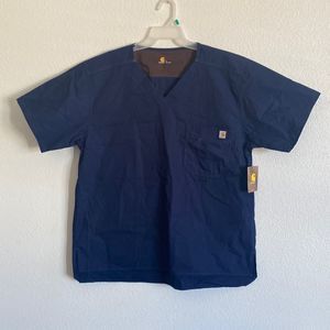 Carhartt Men’s RipStop V Neck Navy Scrub Top Size L. NWT